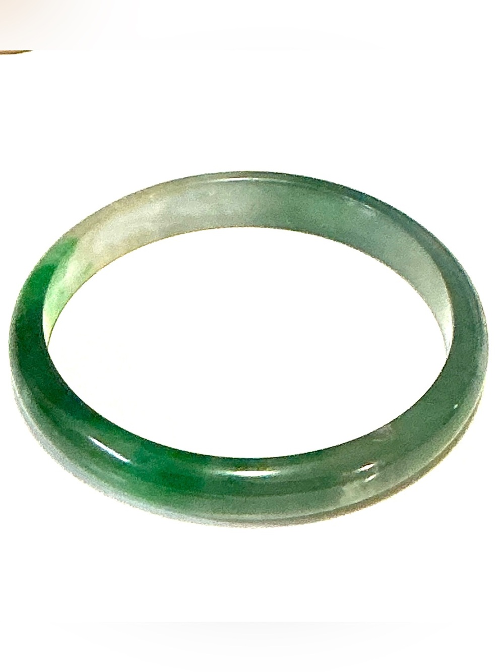 Vintage green and white jade bangle